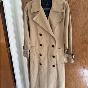 Massimo Dutti Tan Double-Breasted Trench Coat